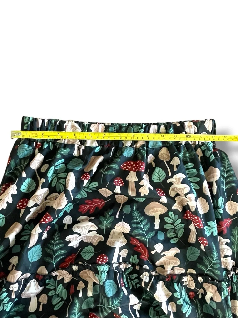 Mushroom Print Tiered Midi Skirt Woodland Cottagecore Fairycore Goblincore ROMWE